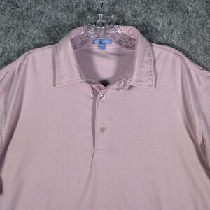 Genteal Shirt Mens Size Large Pink Short Sleeve Polo Striped Lightweight Golf
